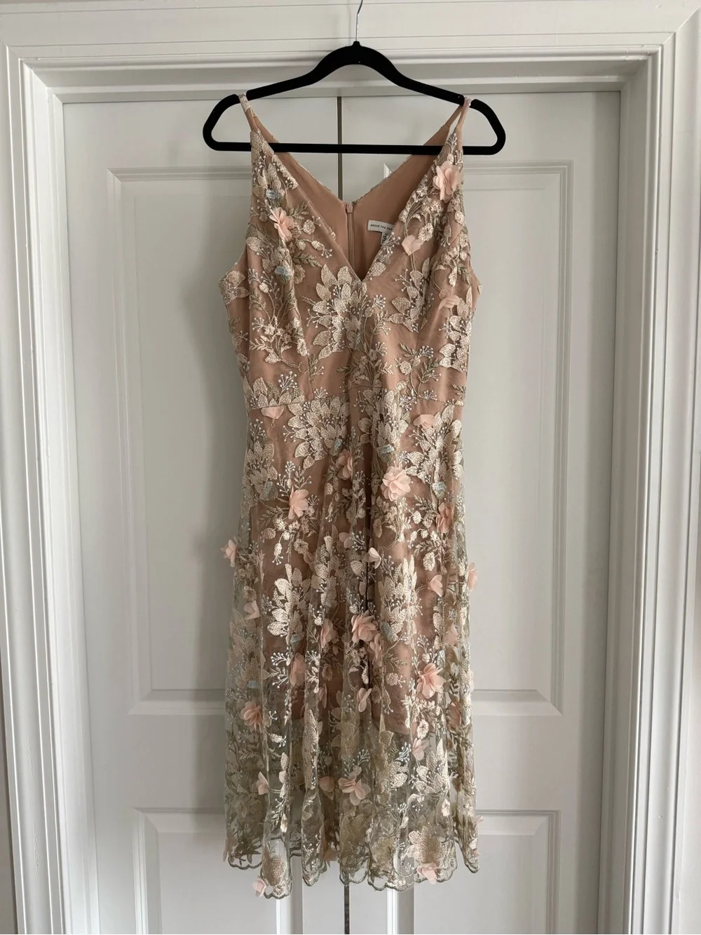 Dress the Population Blush Floral Embroidered Midi Dress